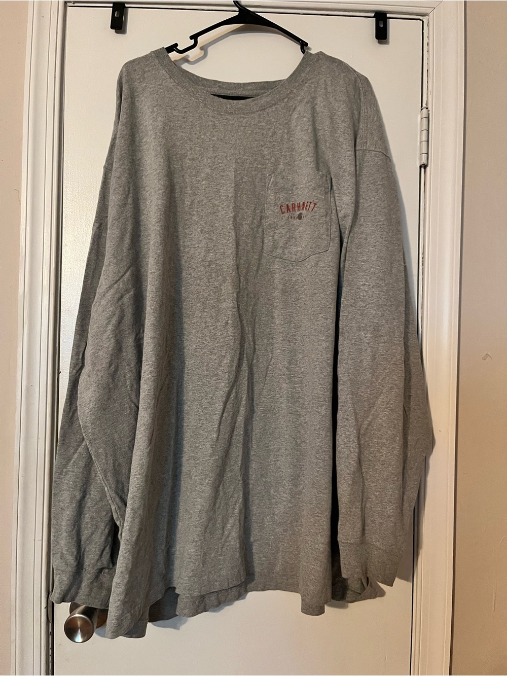 Carhartt 4XL Tall Loose Fit Gray Long Sleeve Pocket Graphic Logo Shirt
